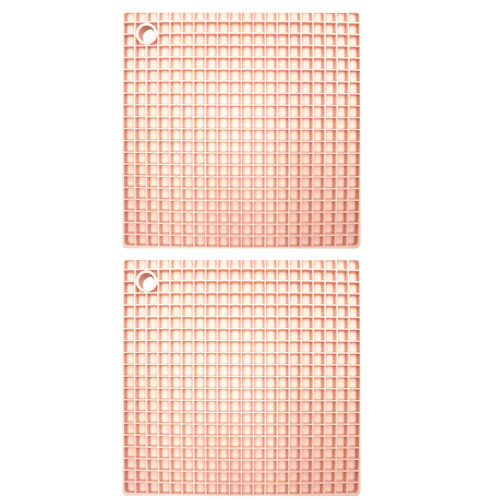 2Pcs Silicone Coasters Pink Grid Design Heat Insulation Home Placemats 1