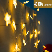 LED light chain 4M/13.2ft Christmas decoration 40 warm white star light chain, Christmas indoor decoration