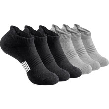 Ankle Socks Womens Running Athletic No Show Socks Cushioned 6-Pairs/Color: 3 Black + 3 Grey/Size:8-10