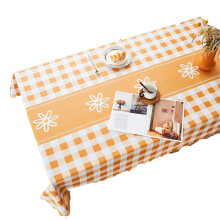 Rectangle Tablecloth, Classic Gingham Design with Exquisite Stitching and Traditional Embroidery, Crease Proof and Shrink Resistant Cotton Linen Blend