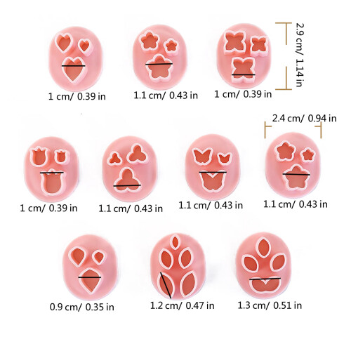 10pcs Flower Pattern Clay Cutter 3D Pottery Earrings Mold 2