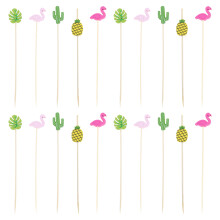 100Stk Hawaiian Party Food Spieße Holz Fruchtstäbchen Cocktail