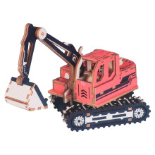 Diy 3D Wooden Puzzle Car Model Excavator Assembly Toy