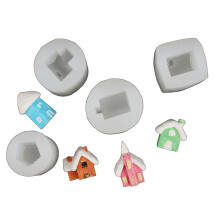 4x klein huis siliconen mal 3D Hut harsen mallen DIY bakvormen