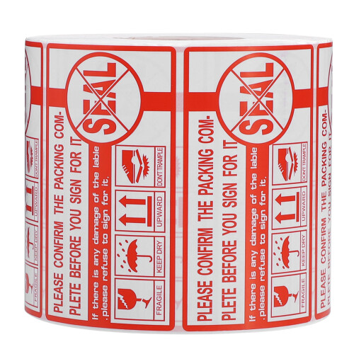 1 Roll Handle With Care Warning Shipping Label Fragile Sticker