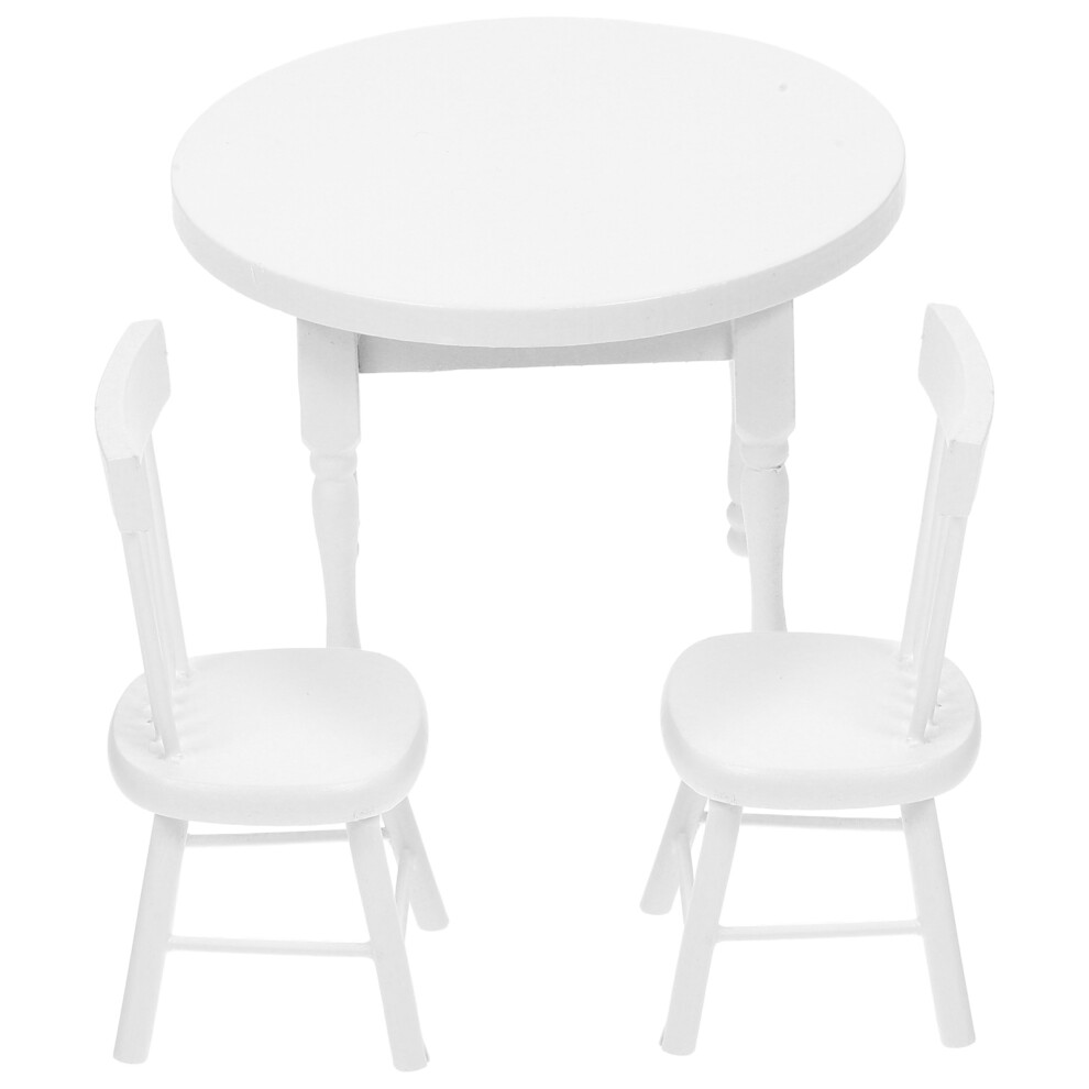 Photos - Other Toys One Set Of Miniature Wooden Table Chairs For Dollhouse Micro Decor