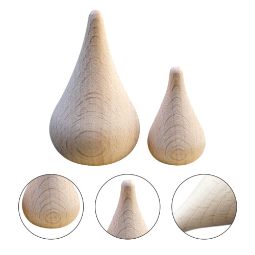 2Pcs Diy Blank Water Drop Model Unfinished Beech Children Toy 2