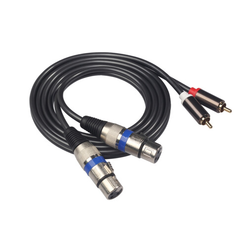 1Câble Audio Noir 2-Xlr À 2-Rca Pour Haut-Parleur Stéréo 1