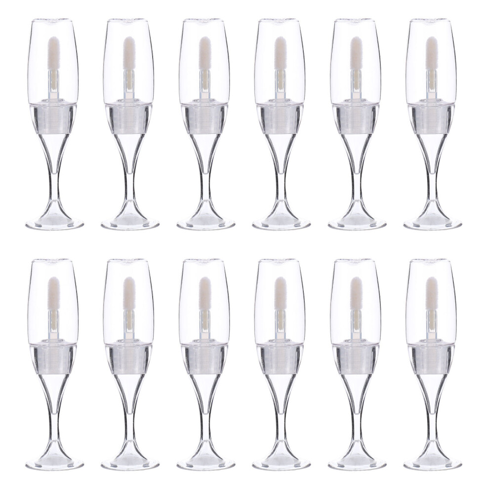 Ohphcall 12Pcs Wine Glass Shaped Refillable Lip Gloss Tubes Containers