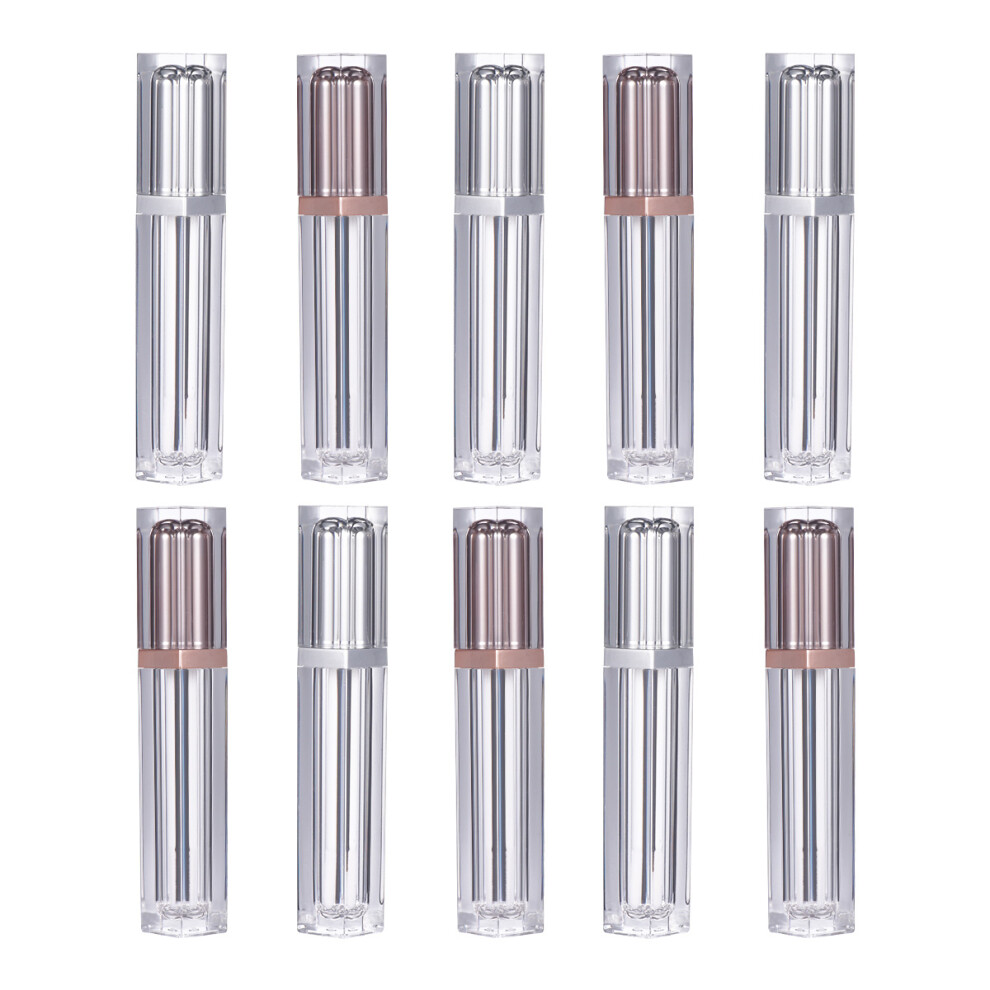 Totority Golden 10Pcs Empty Refillable Lip Gloss Tube Lip Balm Bottle