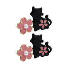 2 Pairs Flower Cats Waist Buckles Jeans Waist Buckle-Black