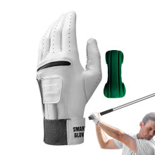 Practice Golf Gloves 2 in 1 Leather Mens Golf Gloves Wrist Holder Machine Washable left hand medium