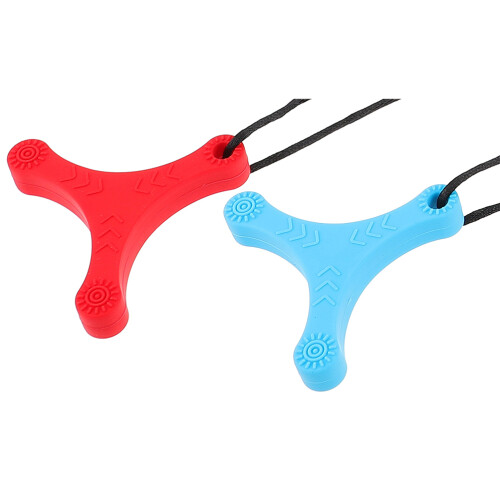 2Pcs Red Silicone Chewing Necklace Autism Aid Pendant Durable Teether