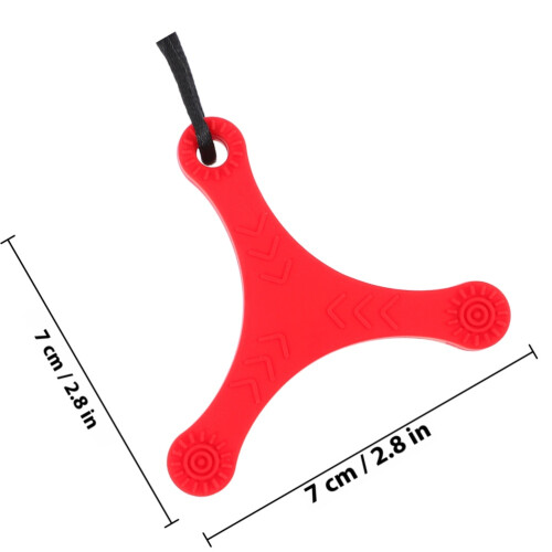 2Pcs Red Silicone Chewing Necklace Autism Aid Pendant Durable Teether 1