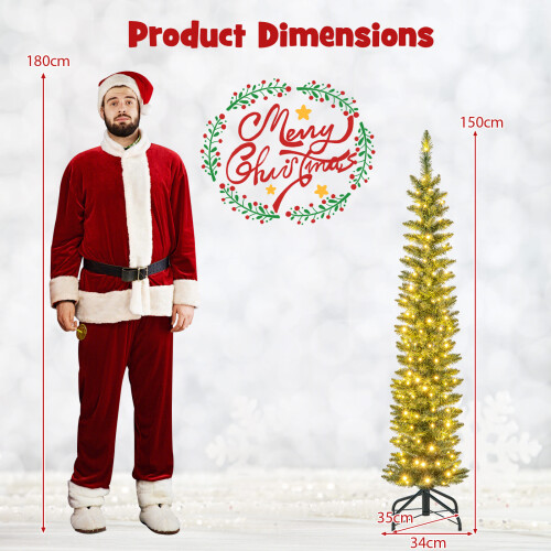 Casart 150 cm/5 FT Pre-lit Artificial Christmas Tree With 8 Lighting Modes 1