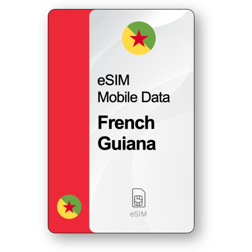 Internet eSIM Guyane française, valable 30 jours, trafic 5 GB