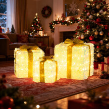Set of 3 Christmas Lighted Gift Boxes 40 + 60 + 100 LED Lights