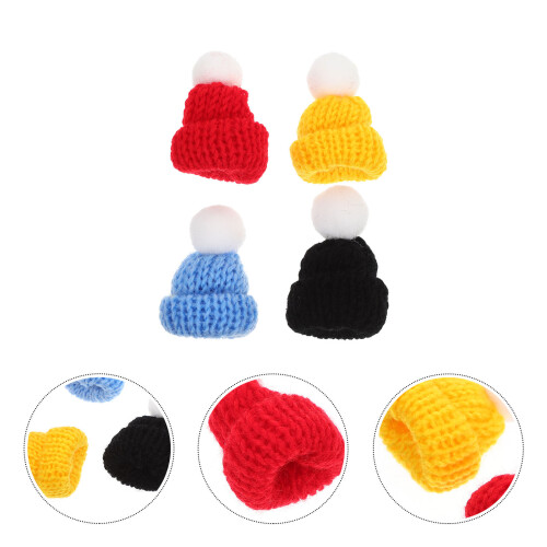 4 Stuks Mini Breimutsen Decoratief Huis Popmuts 1
