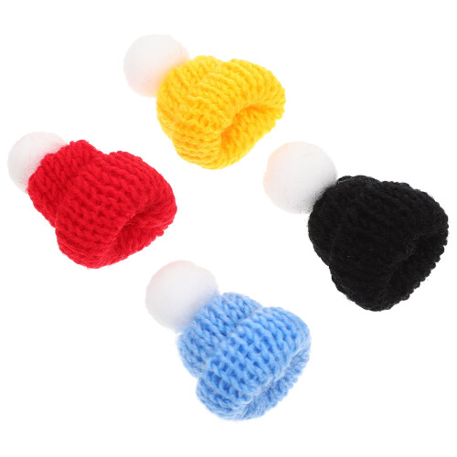 4 Stuks Mini Breimutsen Decoratief Huis Popmuts 2
