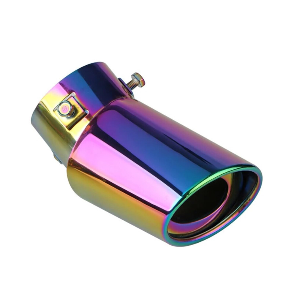 Tail Throat 1Pcs Car Exhaust Muffler Stainless Steel Rear Tail Throat 2.5 Inch Inlet Chrome Bent Tip 9323874435732