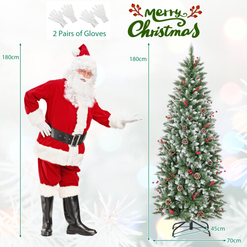 Casart 6 FT Hinged Christmas Tree Pre-Lit Pencil Tree With 33 Natural Pine Cones 1