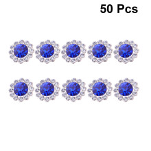 50Stk ABS Blumenform Klebeverzierung Für Haarreif Basteln Deko Blau