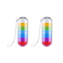 2 Sets Stapelbare Pillendose, Wöchentliche Mini Pillenbox Bunt