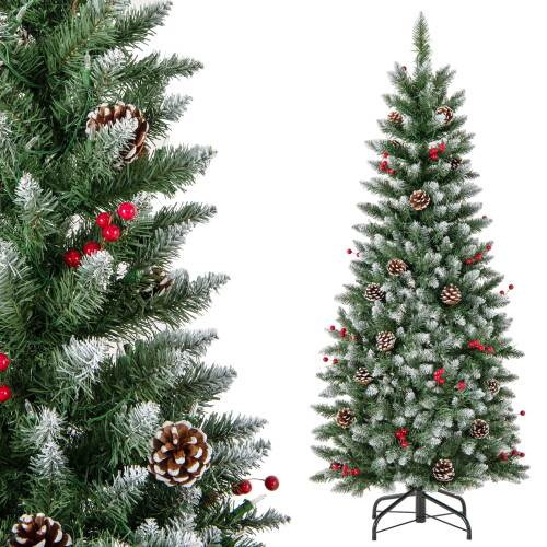 Casart 5 FT Christmas Tree Pre-Lit Pencil Tree 250 Teardrop-Shaped LED Lights