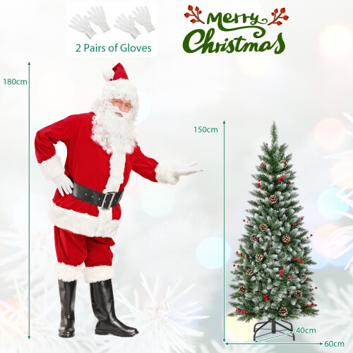 Casart 5 FT Christmas Tree Pre-Lit Pencil Tree 250 Teardrop-Shaped LED Lights 1