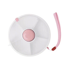 Snack Spinner Rotating Snack Organizer For Kids, 5 Compartments With Lid, Pink Serving Tray For Picnic, Daycare, Travel