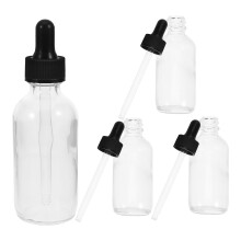 Pack of 4 Dropper Bottles Empty Eye Dropper Bottle 60 ml Small Liquid Plastic Container Squeezable Eye Liquid Dropper with Caps for Oil