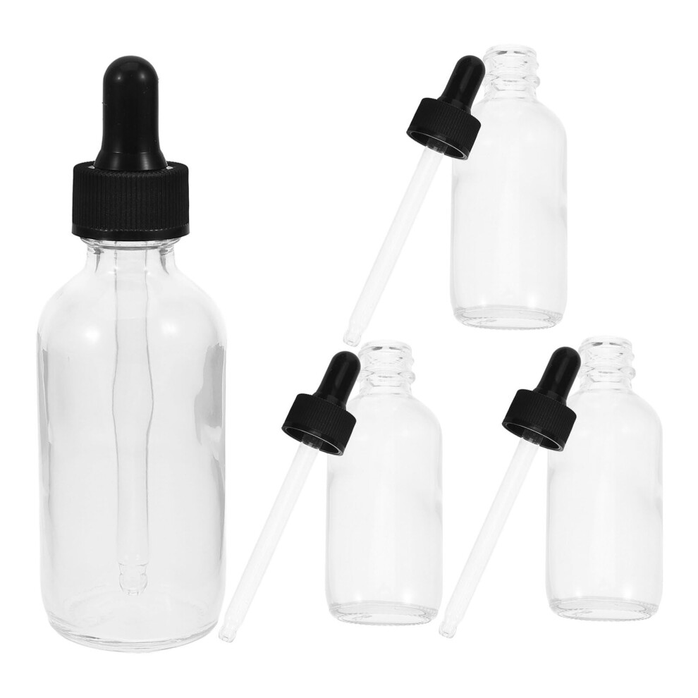 Pack of 4 Dropper Bottles Empty Eye Dropper Bottle 60 ml Small Liquid Plastic Container Squeezable Eye Liquid Dropper with Caps for Oil