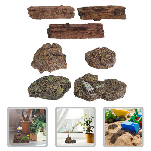1 Set Kunstmatige Boomstronk Nepstenen Mini Tuinversiering 2