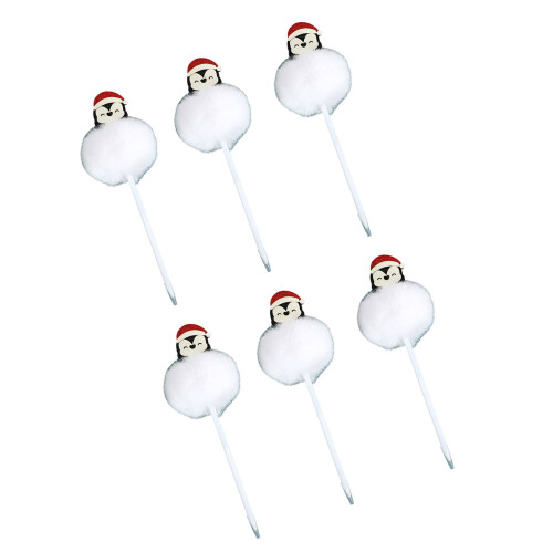 6 Pcs/Set 0.7mm Christmas Ballpoint Pen Smooth-white penguin