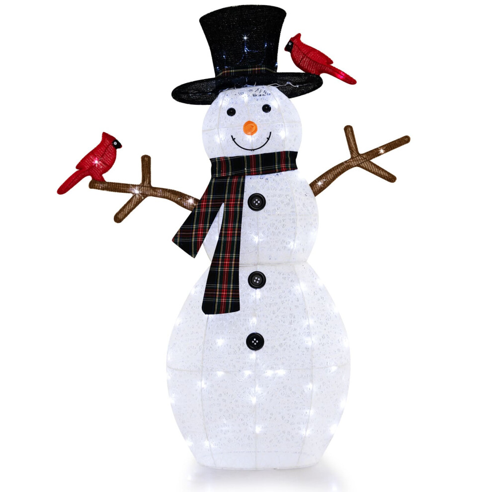 Casart Lighted Snowman Redbirds Christmas Decoration Pre-Lit Snowman Ornament