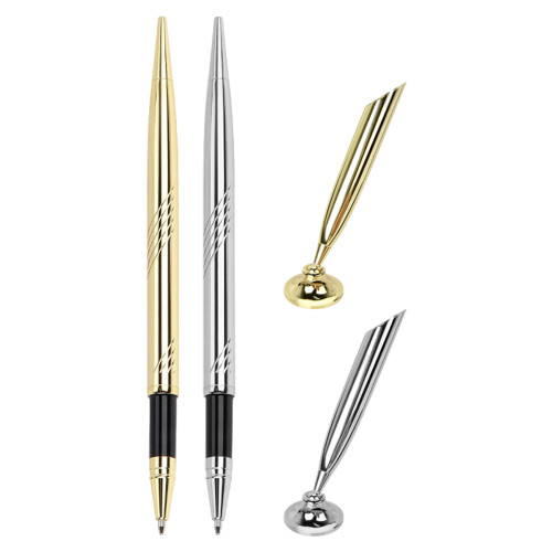 Counter Service Pen with Base Ballpoint Pen Reception Pen-Gold 1