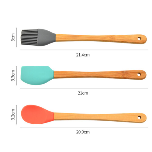 5 Silikon-Backset Cremespachtel Bambusgriffe Spachtel Backpinsel 1