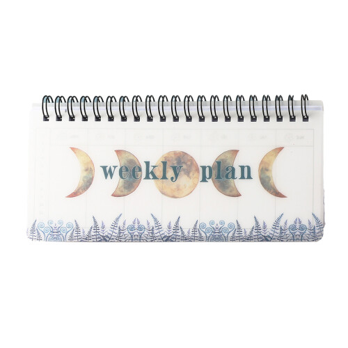 Undated Weekly Planner Twin-coil Binding Weekly-Moon phases
