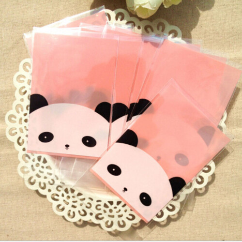 100Pcs Multi Adhesive Bag with Panda Pattern for Candy Biscuit Storage 1