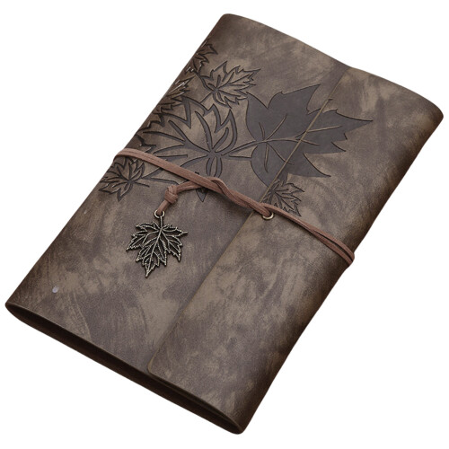 Leather Journal Notebook Refillable Notebook 160 Unlined-brown