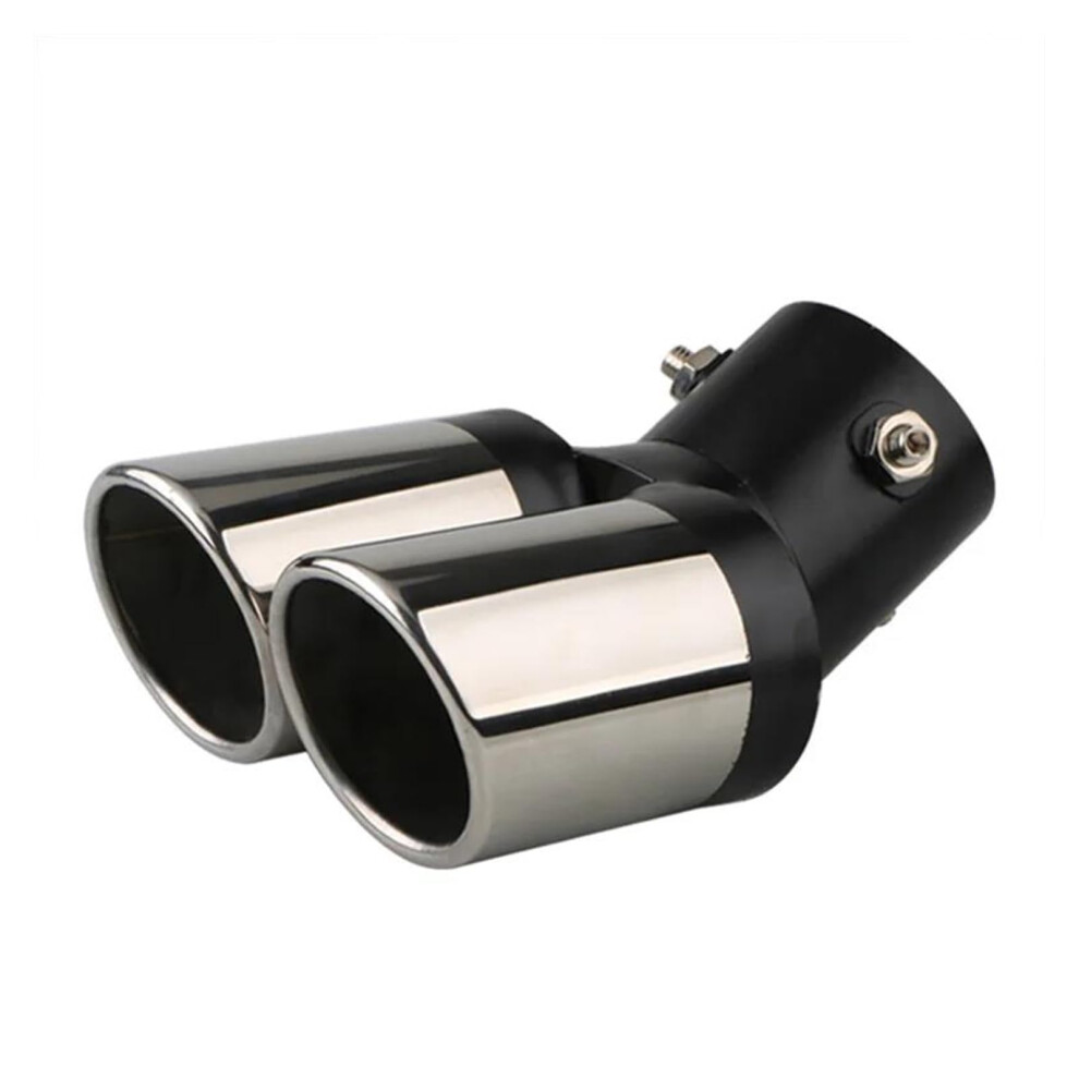 Exhaust Pipe 1Piece 2.5 Inch Inlet Stainless Steel Dual Pipe Muffler Tip Chrome Bent For Most Cars Black 9119770030641