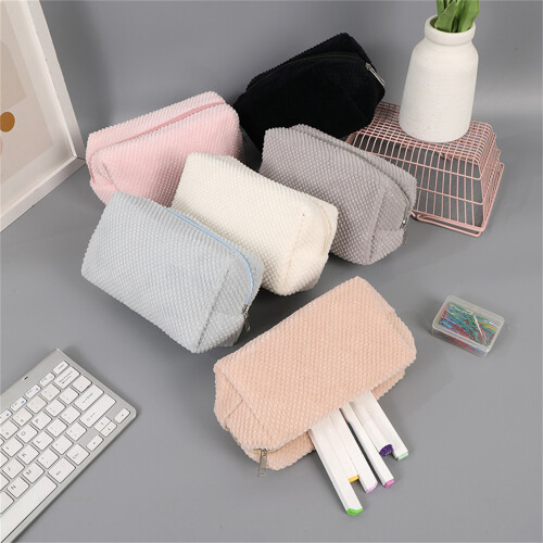 Large Capacity Pencil Bag Plush Pen Case Multipurpose Pen-Black 2