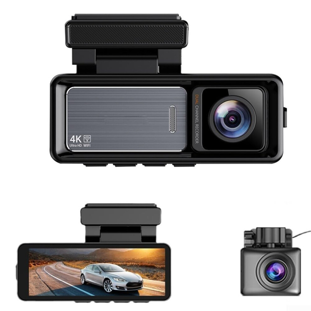 4K Dual Dash Cam Front And Rear With 170 Wide Angle, Wifi App Control, Night Vision Car Dvr 9119770030672