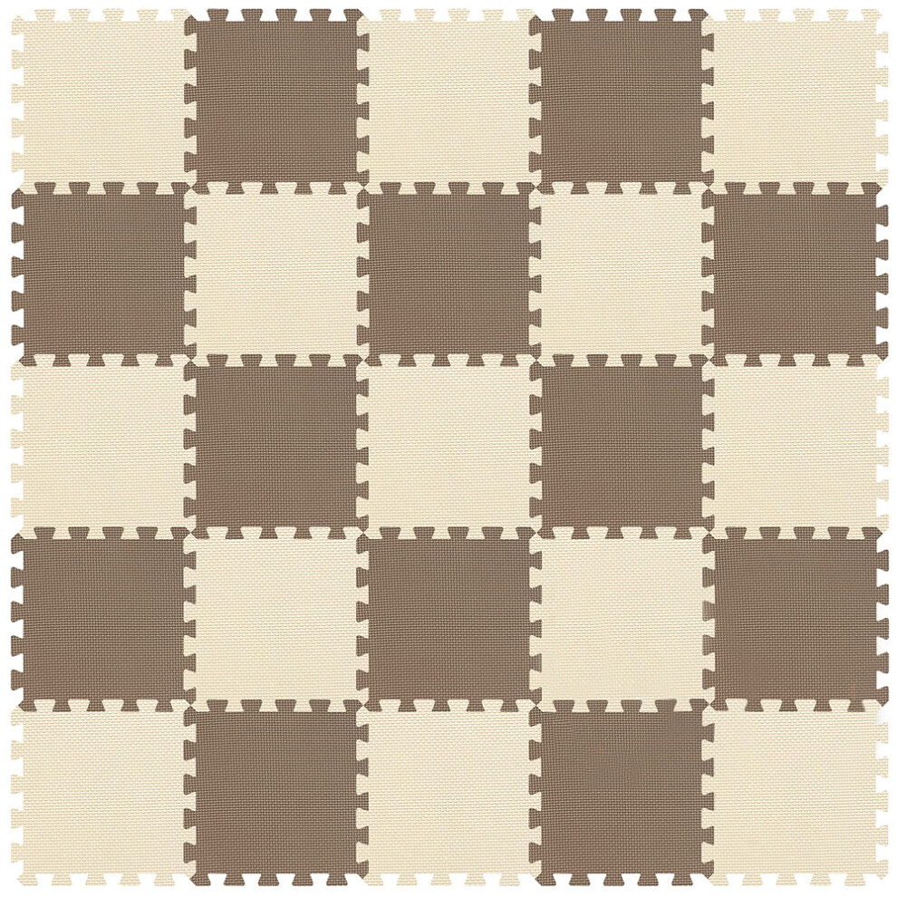 Large Eva Foam Interlocking Puzzle Floor Mats, Protective Floor Mat For Home Workout And Children's Play Area Brown/Beige
