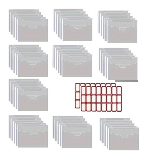 50 Pcs Die Cut Storage Bag Clear Plastic Envelopes-18x13 cm