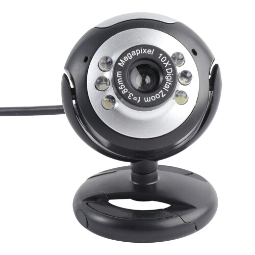 Usb 6-LeD Webcam 0.6Mp Voor Pc Laptop Met Microfoon En Klembeslag