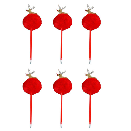 6 Pcs/Set 0.7mm Christmas Ballpoint Pen Smooth-red deer