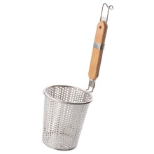Stainless Steel Strainer Basket With Wooden Handle For Pasta 12.5Cm