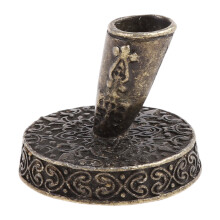 Vintage metalen ronde veer kroontjespenhouder-Oud brons