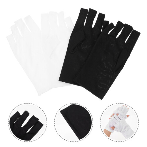 2 Paar UV-Bestendige Polyester Nail Art Handschoenen 2